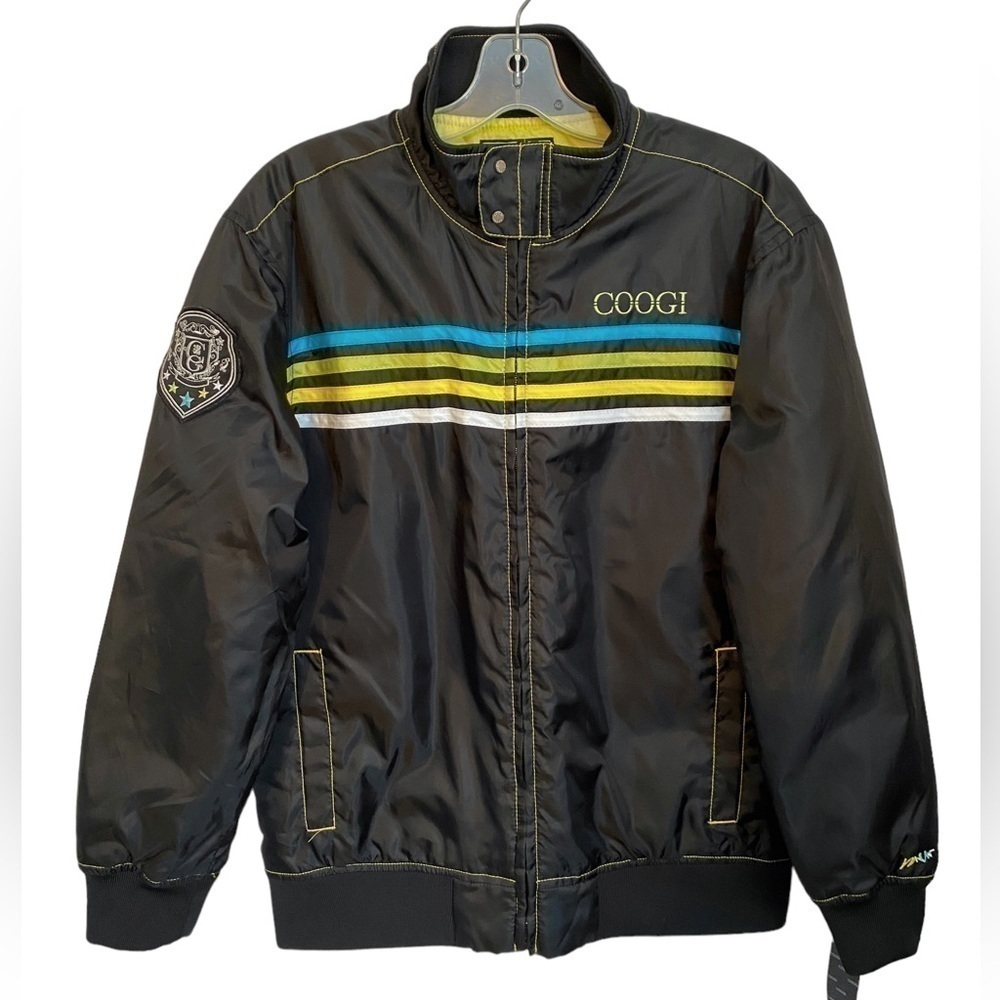 NWT Vintage Coogi Black and Neon  Stripes Windbreaker Ladies LG